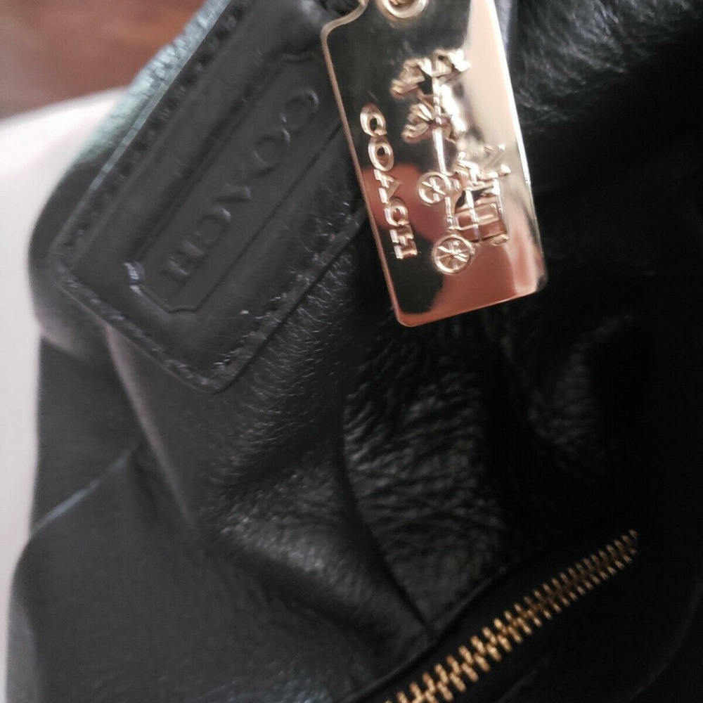 COACH HANDBAG BLACK LEATHER SHOULDER BAG TOTE HOBO - Picture 8 of 8